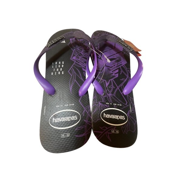 Havaianas Marvel Black Panther Flip Flops Size 13 Black & Purple Rubber Mens San - Picture 4 of 4